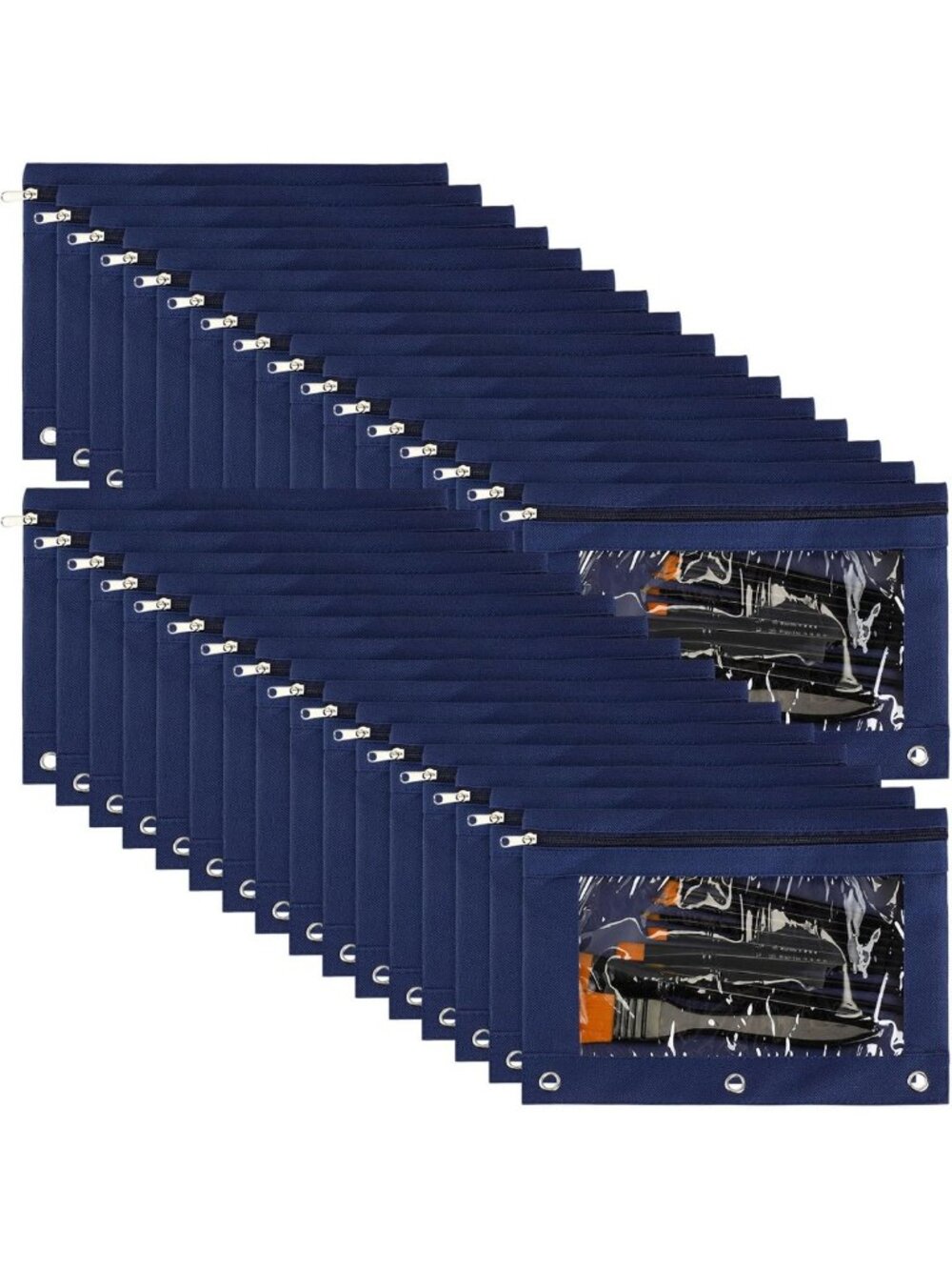 30 Packs Zipper Pencil Pouches with Clear Window for School & Office Supplies